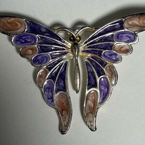 Vintage AAI signed 1987 enameled finish and iridescent Butterfly Brooch